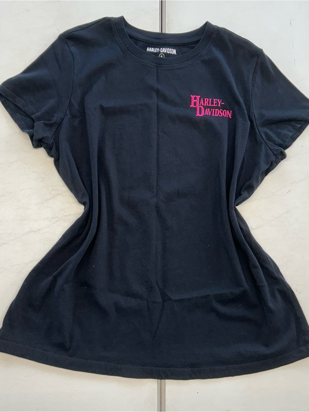 Harley-Davidson Black Short-Sleeve Tee with Pink Logo